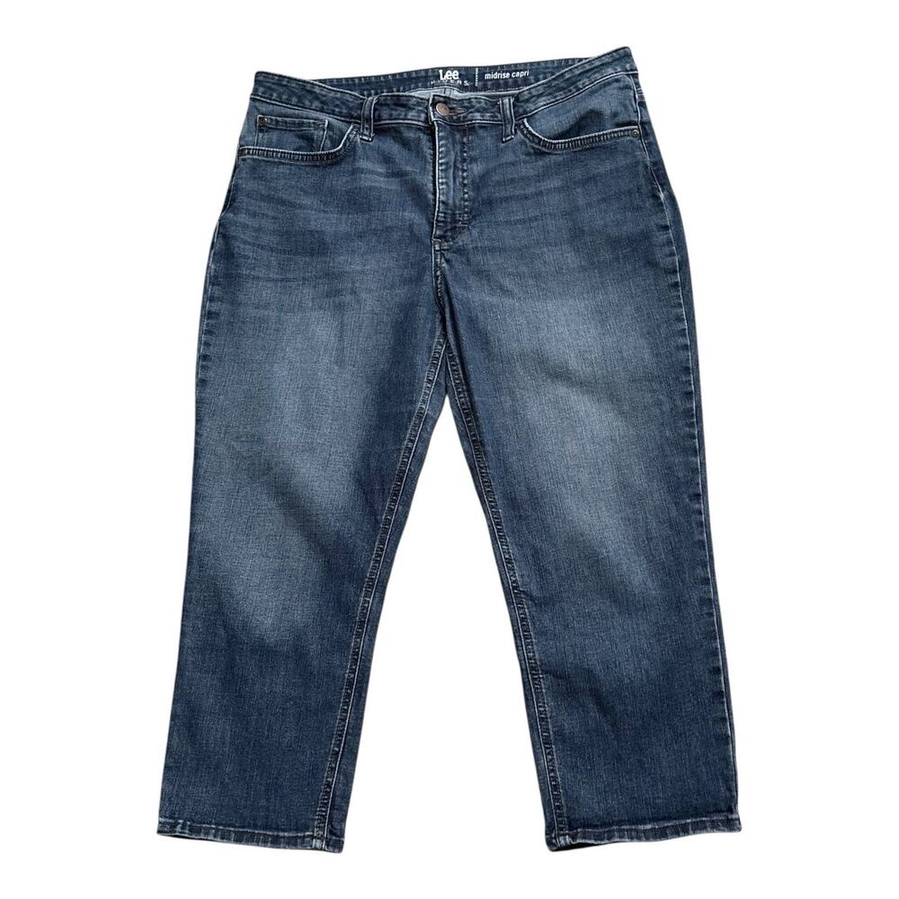 Riders by Lee Capri Jeans Womens 16 Mid Rise Blue Stretch Denim 22" Inseam Crop